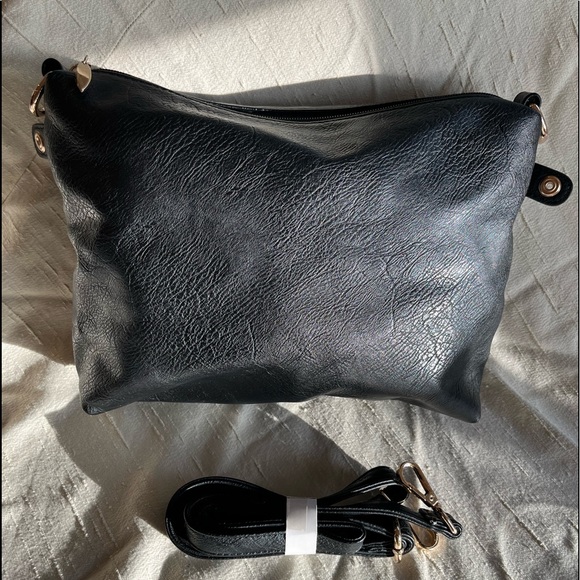 Frank Lyman Vintage Black Leather Shoulder Bag, NWOT - Picture 2 of 14